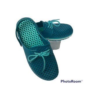 CROMER RESORTWEAR Turquoise Blue RUBBER MULES W/ BACK STRAP Water Shoes SZ US 8